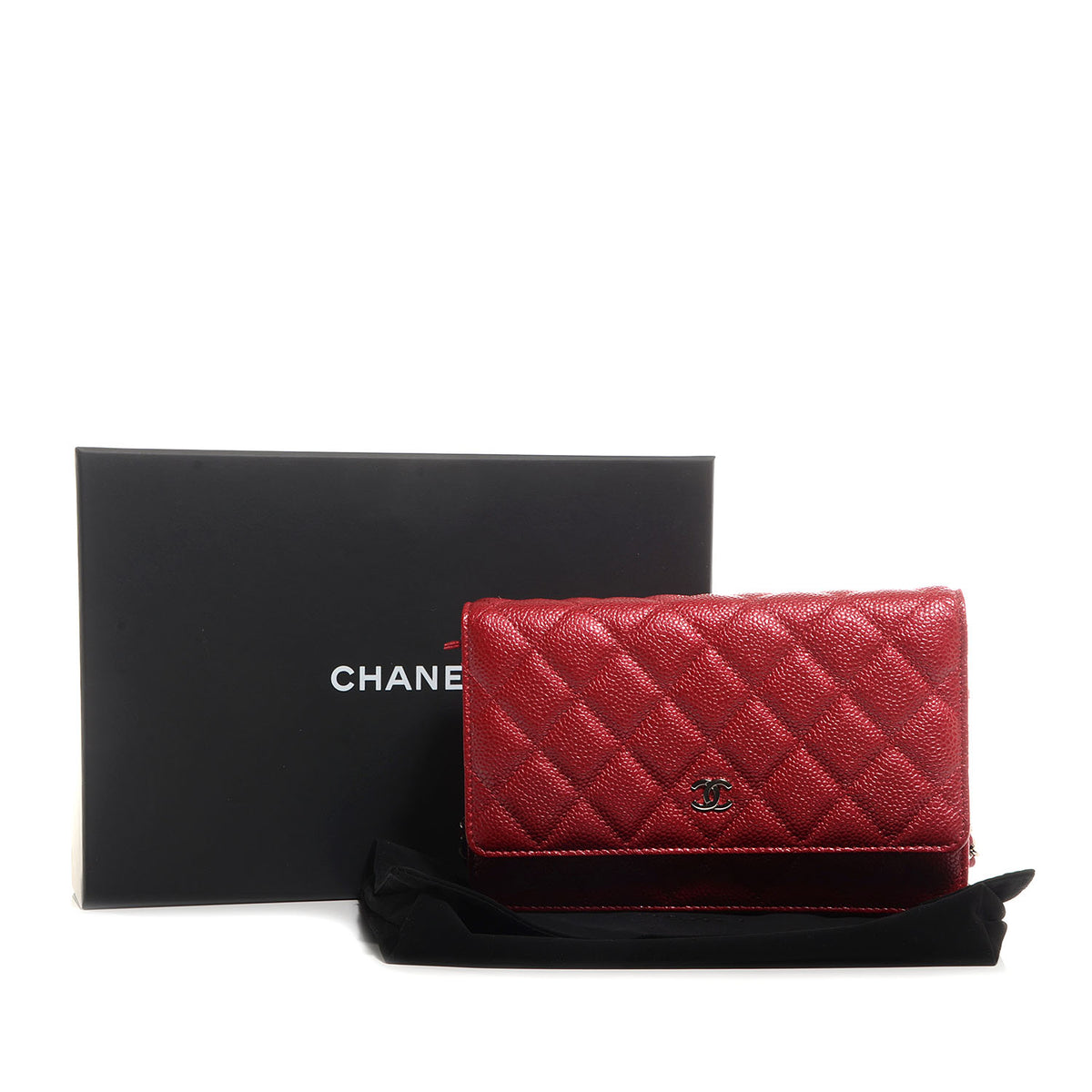 Chanel Caviar Quilted Wallet On Chain WOC Dark Pink 9 of 9