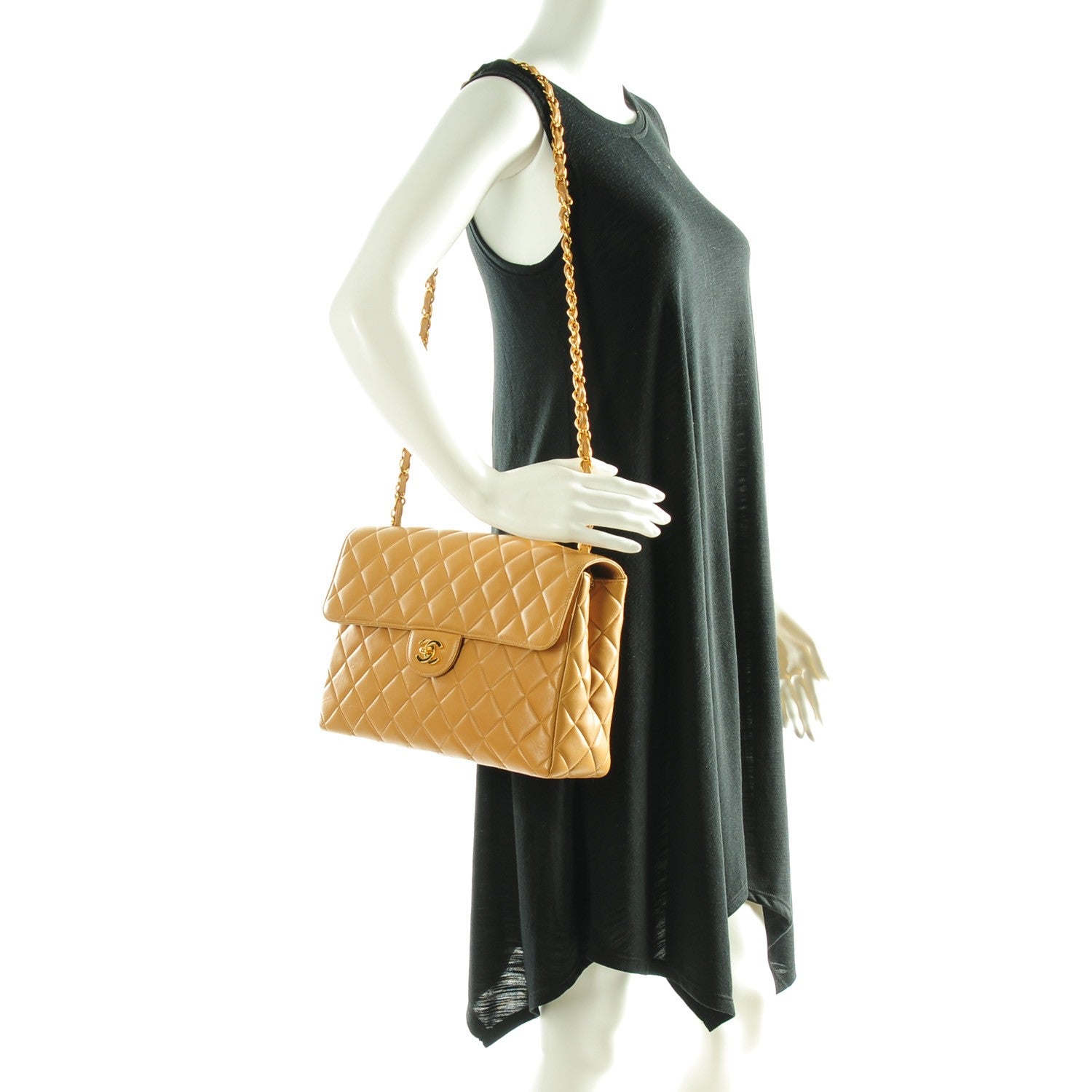 Chanel Lambskin Quilted Jumbo Single Flap Beige 2 of 9