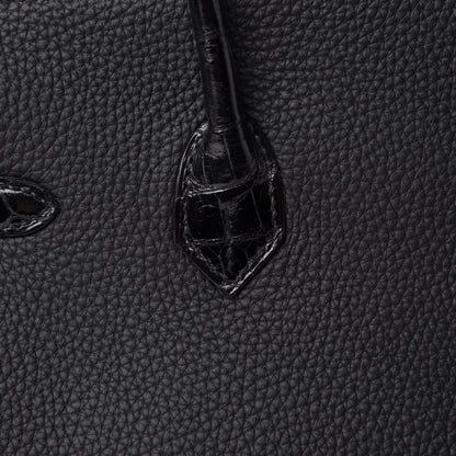 Hermes Togo Shiny Niloticus Crocodile Birkin Touch 25 Black 12 of 36