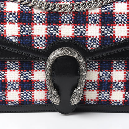 Gucci Vintage Tweed Check Small Dionysus Shoulder Bag White Hibiscus Red Marine 9 of 9