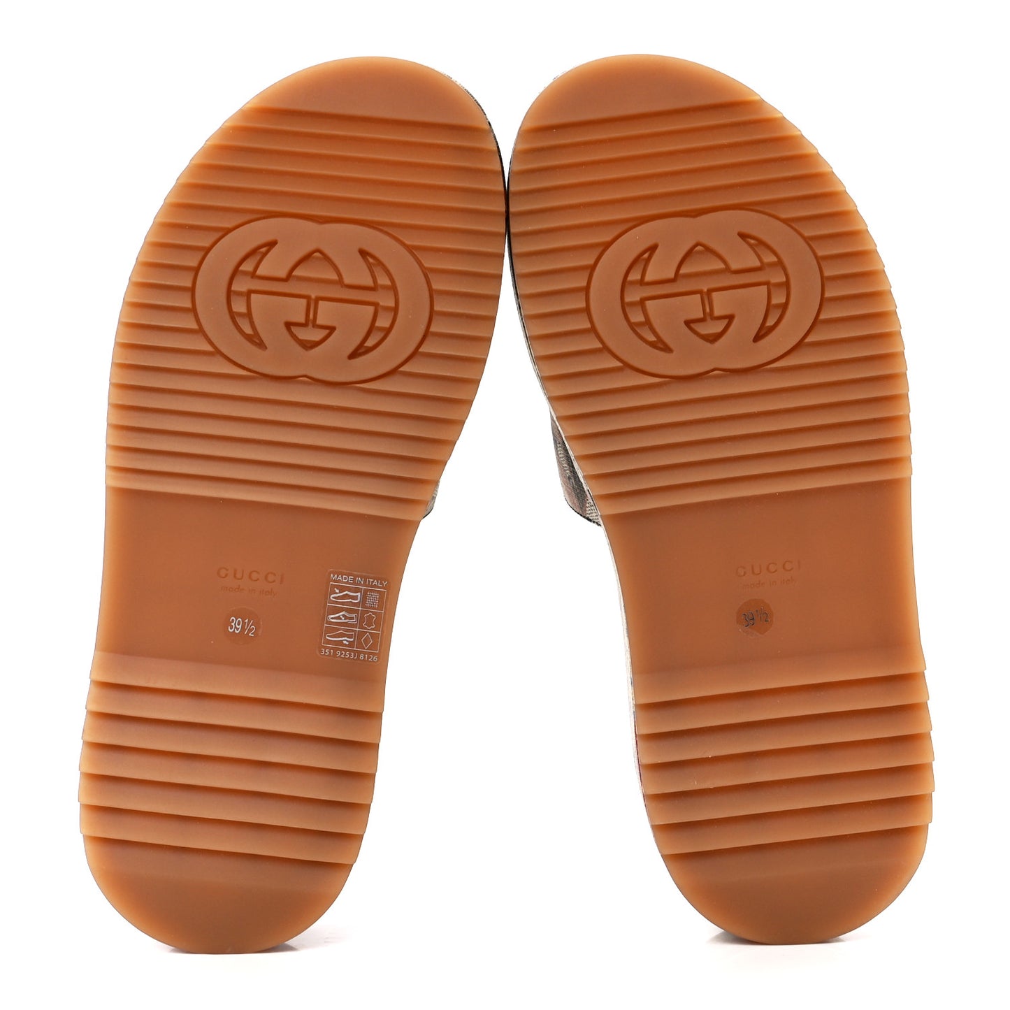GG Supreme Monogram Water Flora Angelina Platform Slide Sandals 39.5 Beige Blue Multicolor