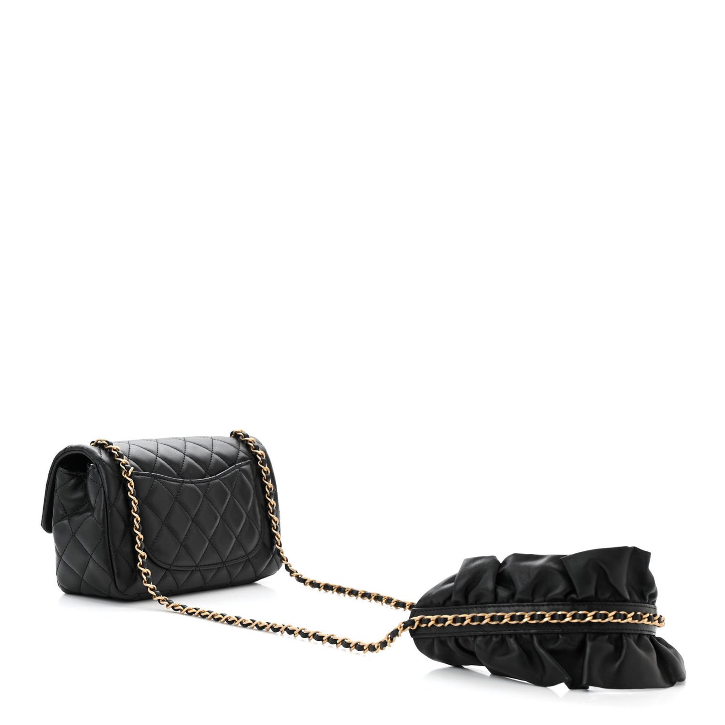 Lambskin Quilted Mini Romance Rectangular Flap Black