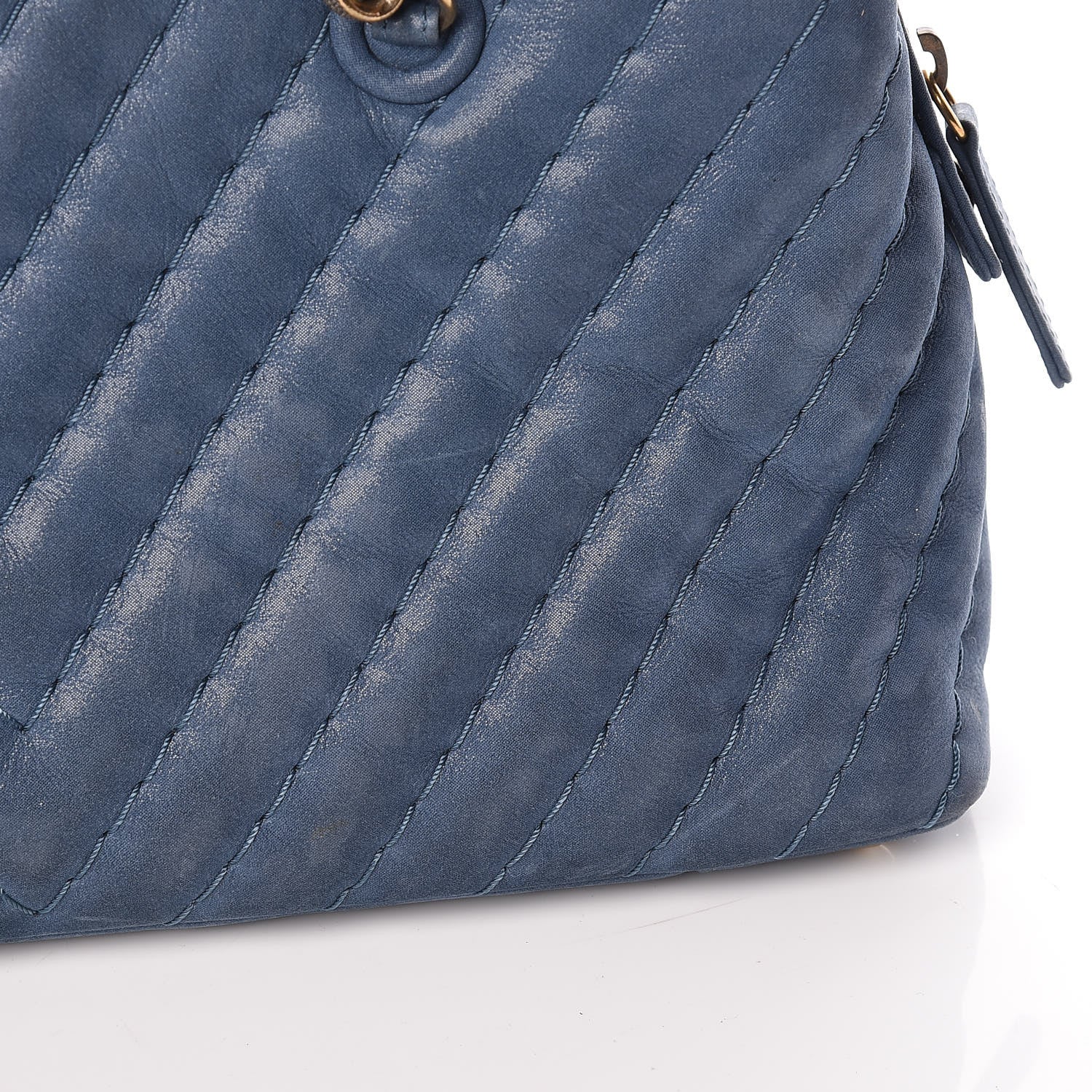 Chanel Iridescent Calfskin Chevron Quilted Surpique Tote Dark Blue 17 of 23