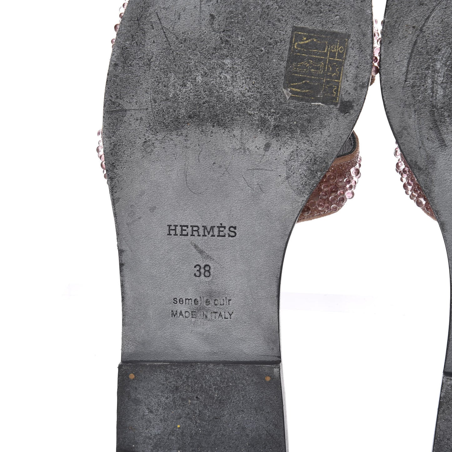 Suede Crystal Powder Oran Sandals 38