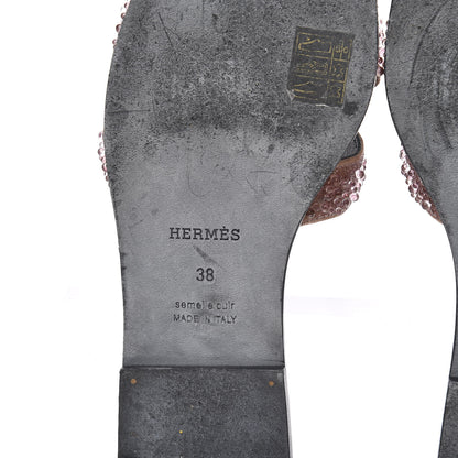 Hermes Suede Crystal Powder Oran Sandals 38 6 of 8