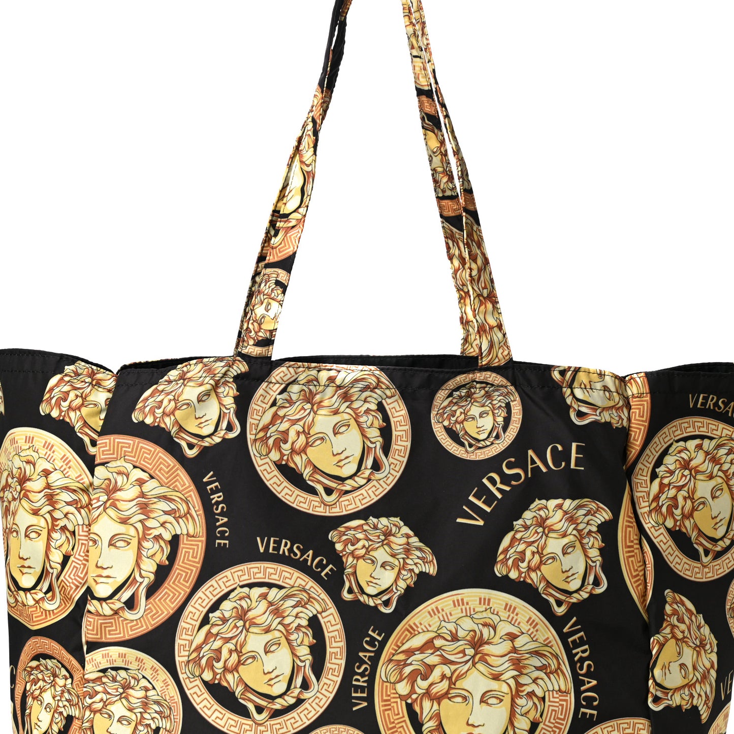 Nylon Medusa Print Tote Black