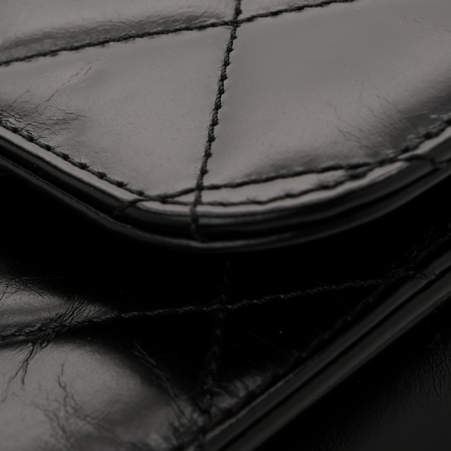 Chanel Glazed Calfskin Quilted Large Perfect Edge Flap Black 11 of 14