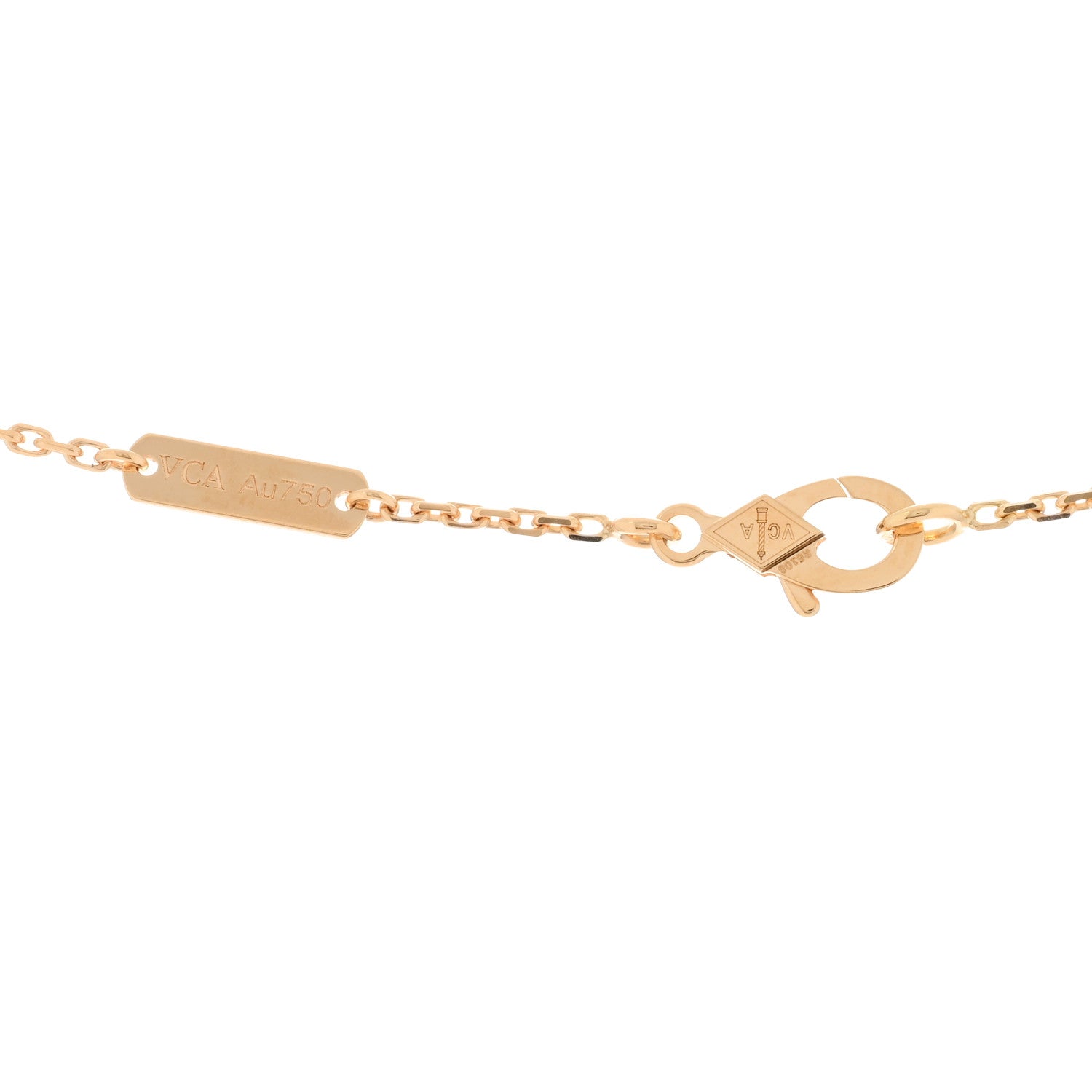 Van Cleef & Arpels 18K Yellow Gold Mother of Pearl Vintage Alhambra Pendant Necklace 3 of 4