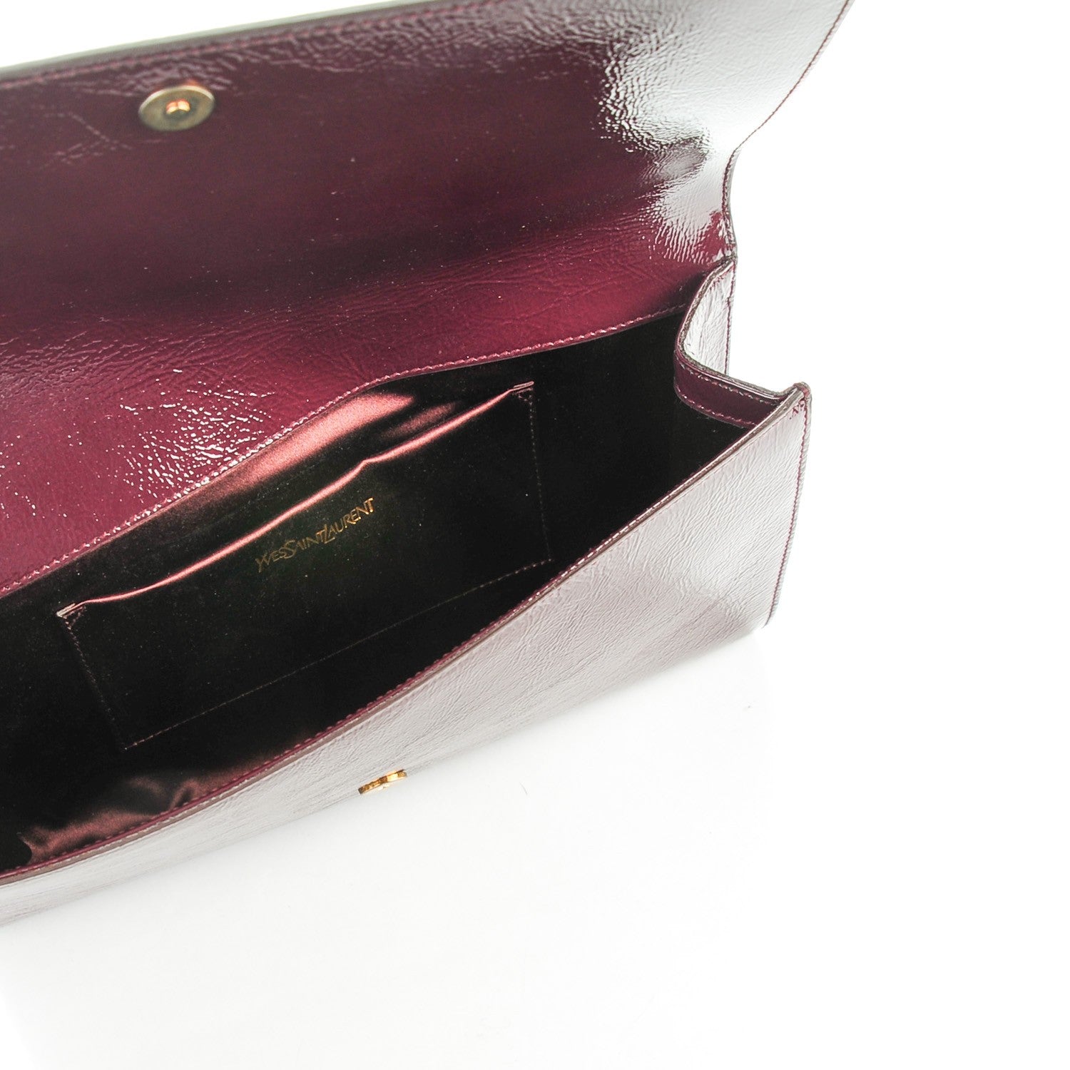Saint Laurent Textured Patent Calfskin Large Belle De Jour Clutch Bordeaux 5 of 7