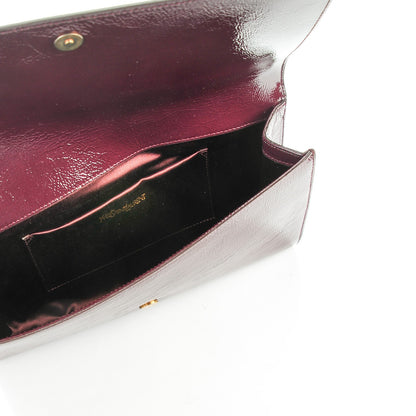 Saint Laurent Textured Patent Calfskin Large Belle De Jour Clutch Bordeaux 5 of 7