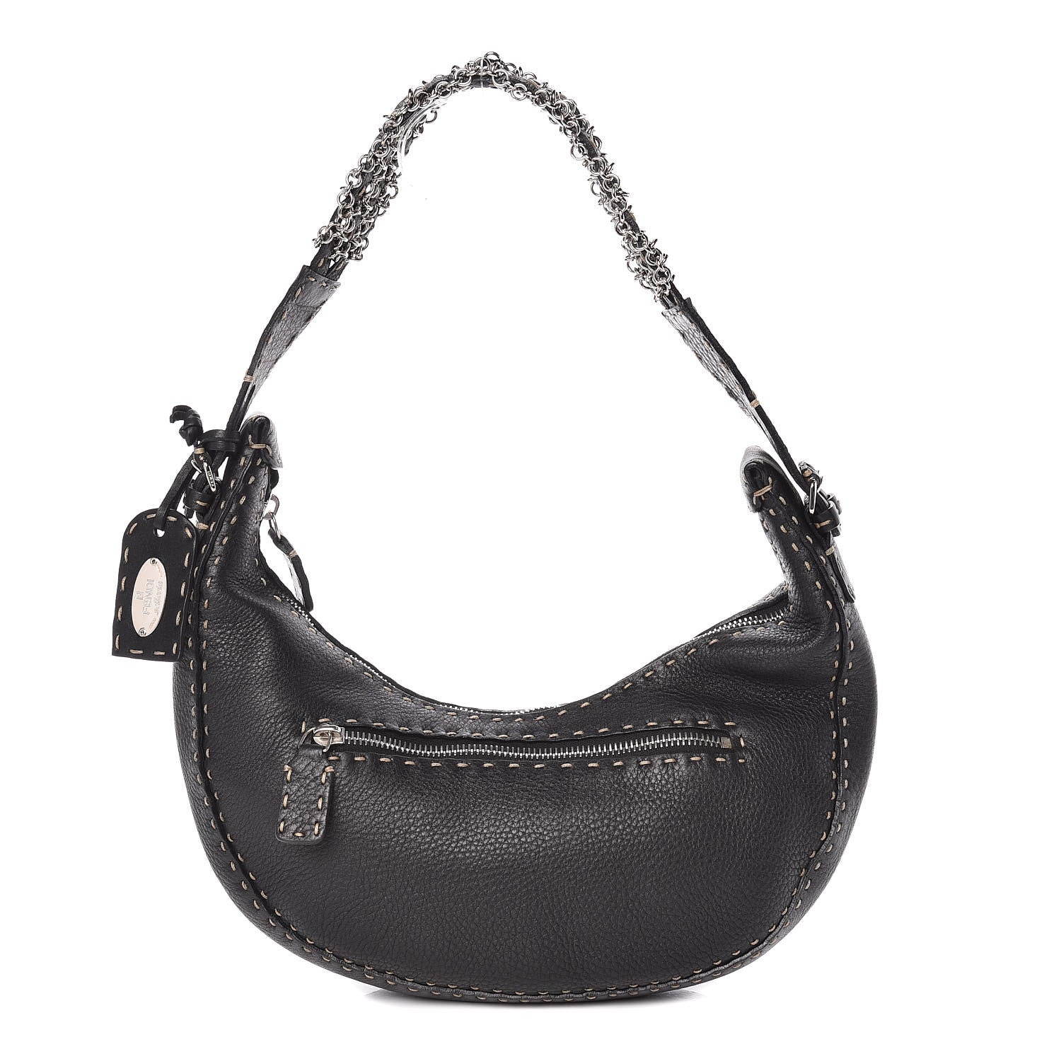 Fendi Calfskin Romano Selleria Shoulder Bag Black 1 of 13