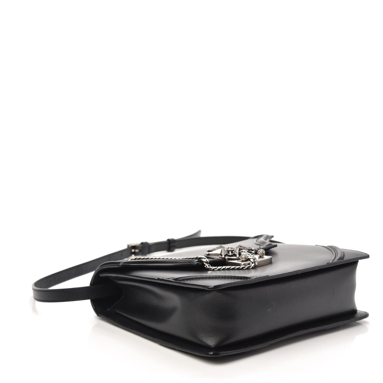 Alexander McQueen Calfskin Chain Flower Satchel Black 4 of 10