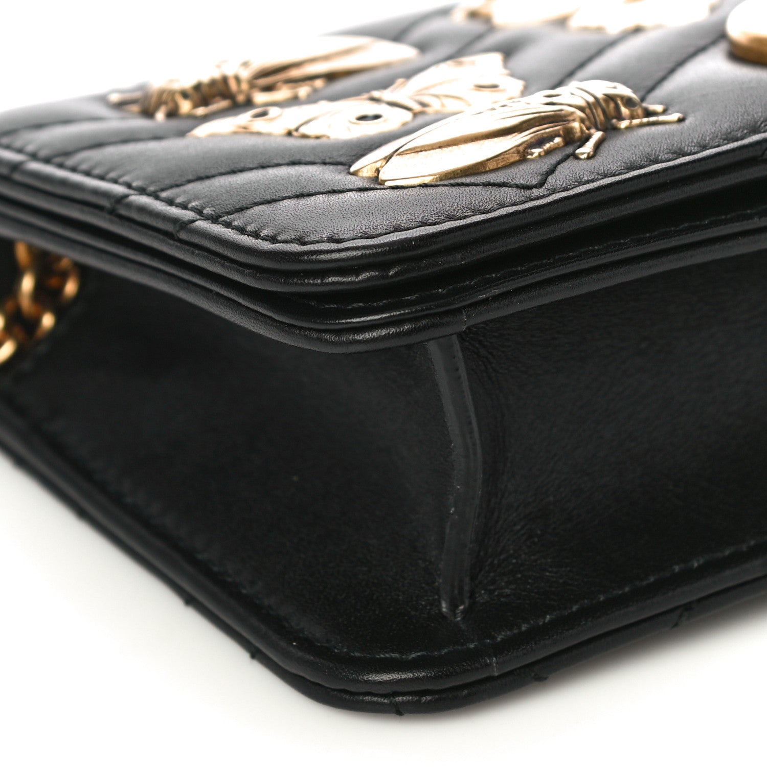 Gucci Calfskin Matelasse Mini Animal Studs GG Marmont Bag Black 8 of 12
