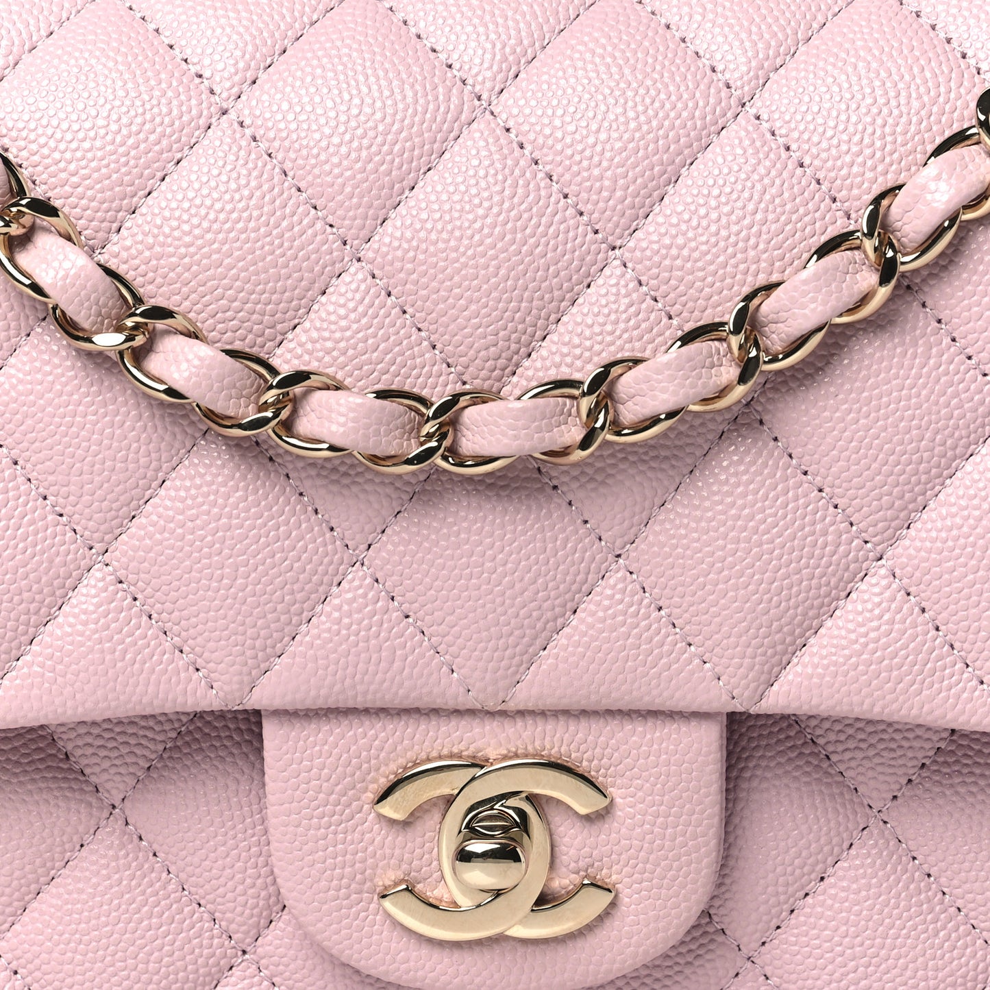 Caviar Quilted Medium Double Flap Light Pink