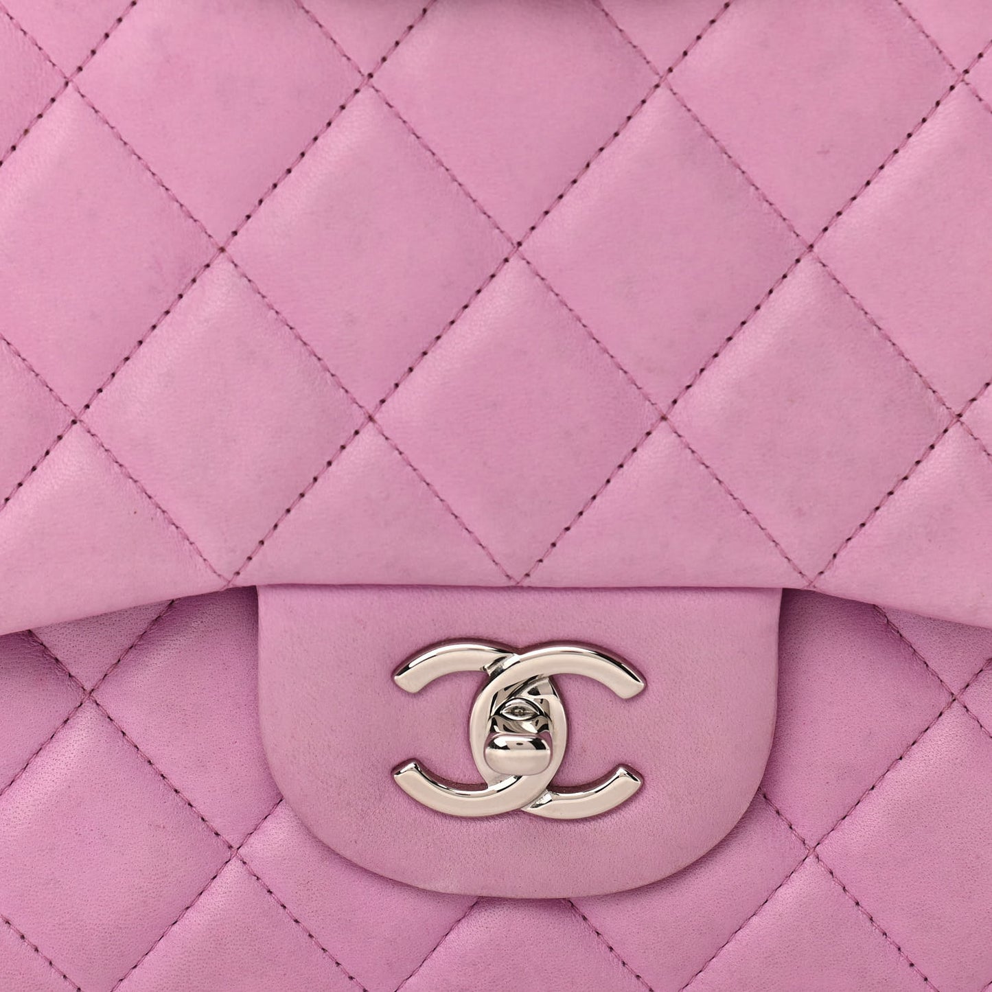 Lambskin Quilted Jumbo Double Flap Light Purple