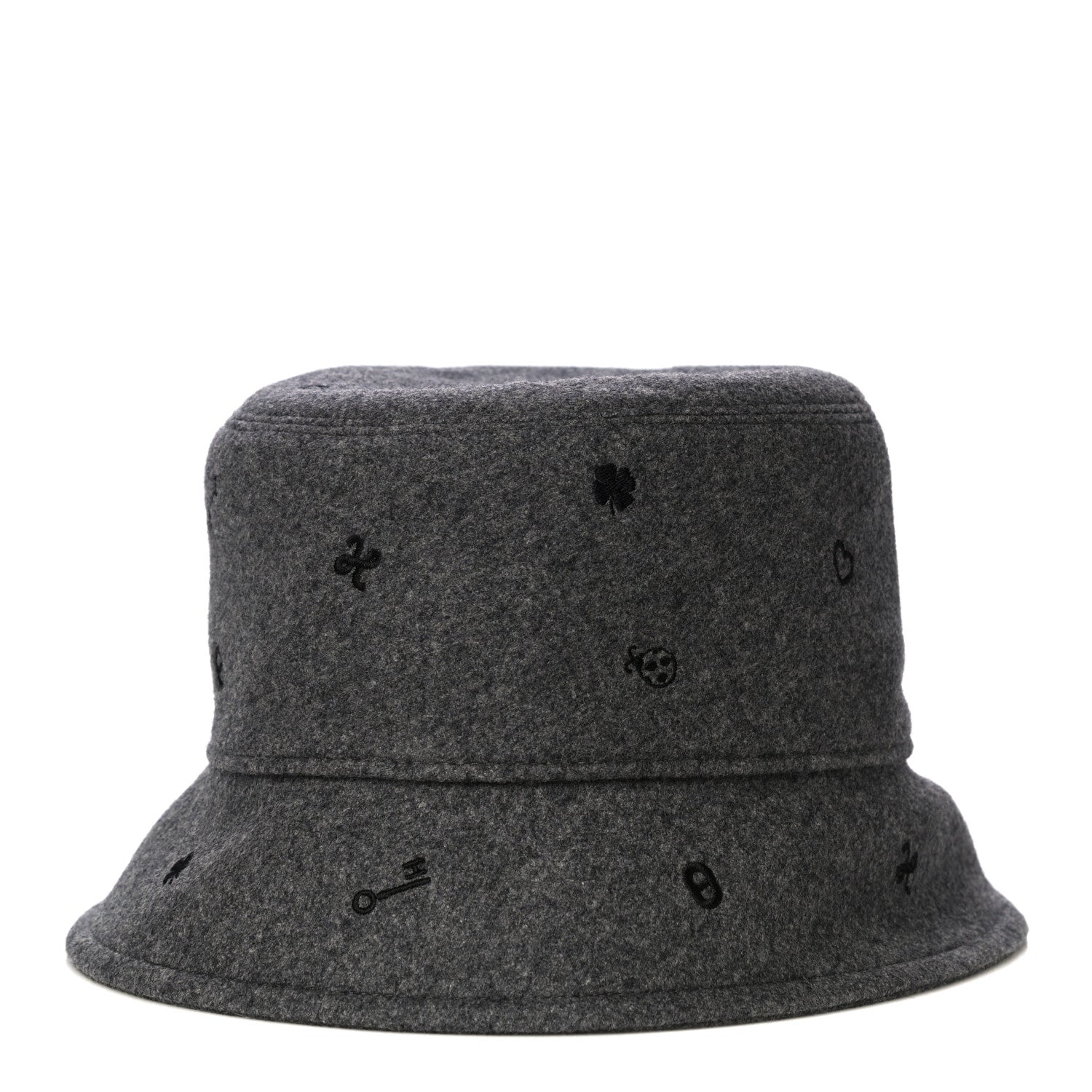 Hermes Cashmere Debbie Charms Bucket Hat 57 Charbon 1 of 5