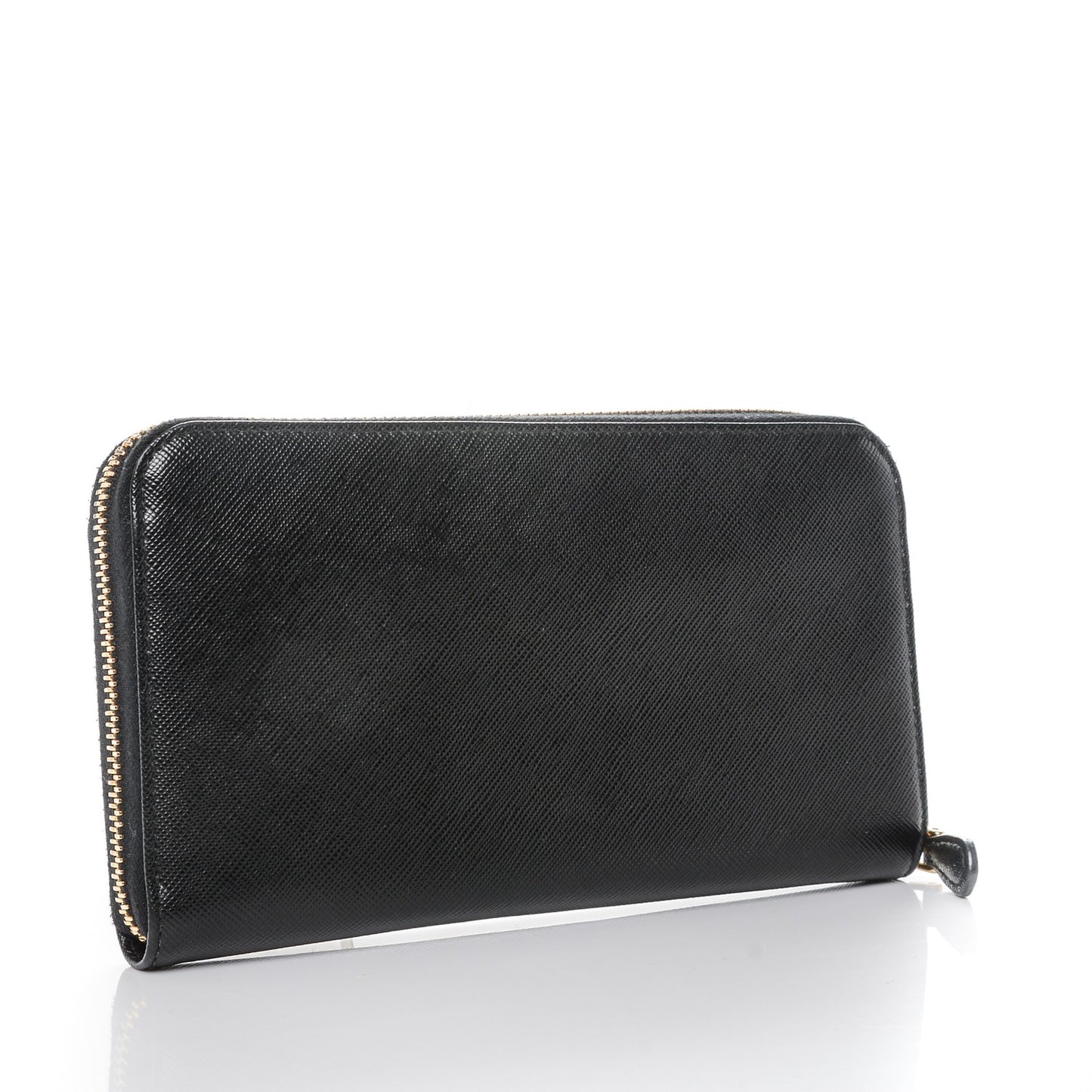 Saffiano Fiocco Bow Zip Around Wallet Black
