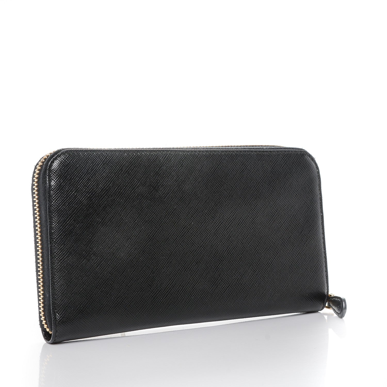 Prada Saffiano Fiocco Bow Zip Around Wallet Black 3 of 6
