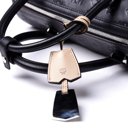 MCM Calfskin Ottomar Monogram Essential Boston Bag Black 11 of 11