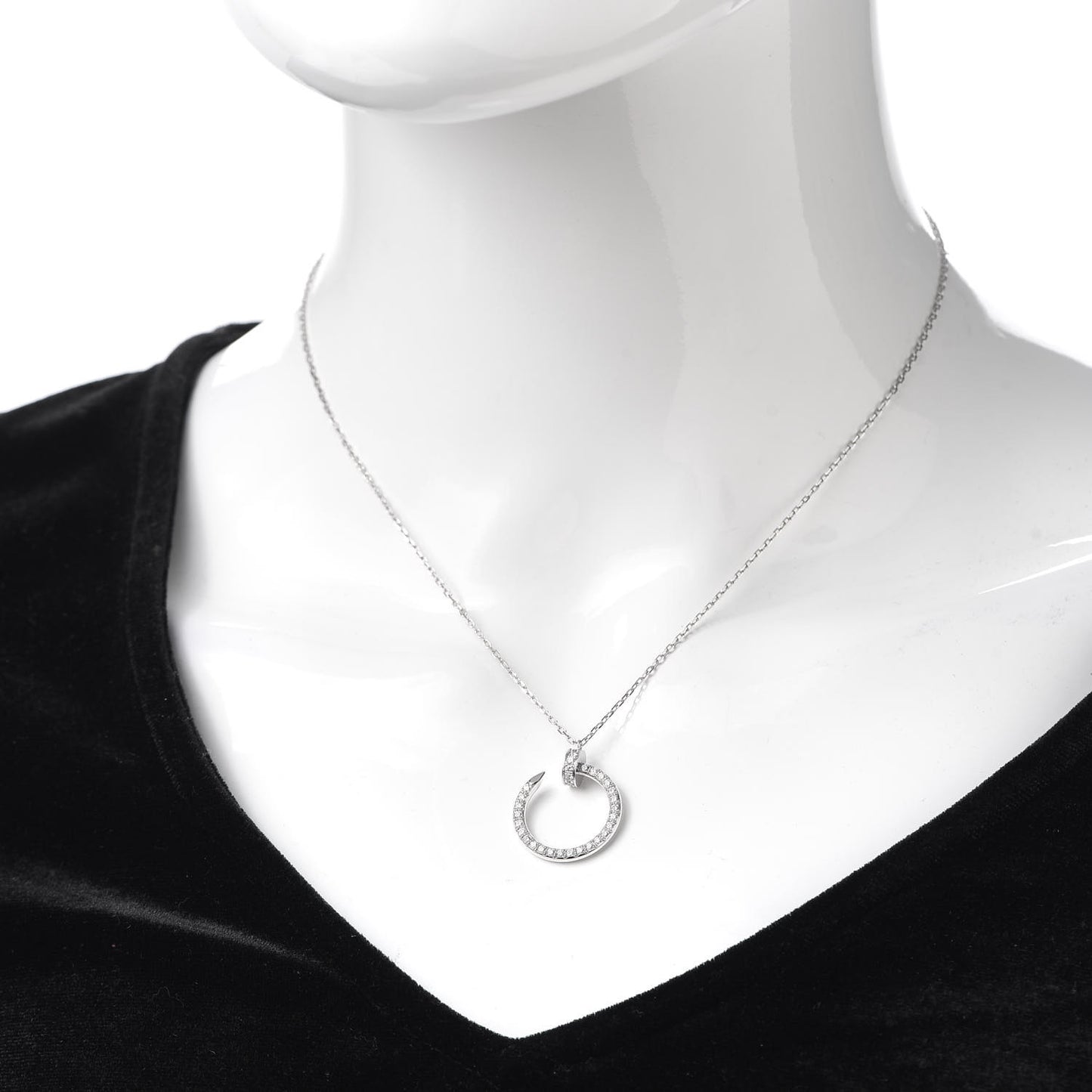 18K White Gold Diamond Juste Un Clou Paved Pendant Necklace