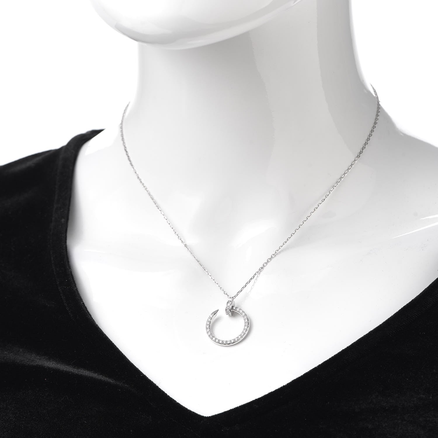 Cartier 18K White Gold Diamond Juste Un Clou Paved Pendant Necklace 2 of 6