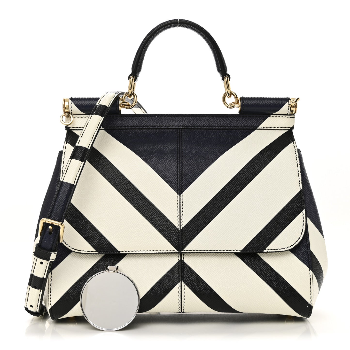 Dauphine Chevron Striped Medium Miss Sicily Satchel Blue