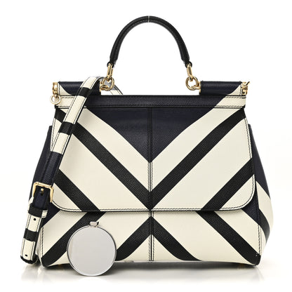 Dolce & Gabbana Dauphine Chevron Striped Medium Miss Sicily Satchel Blue 3 of 10