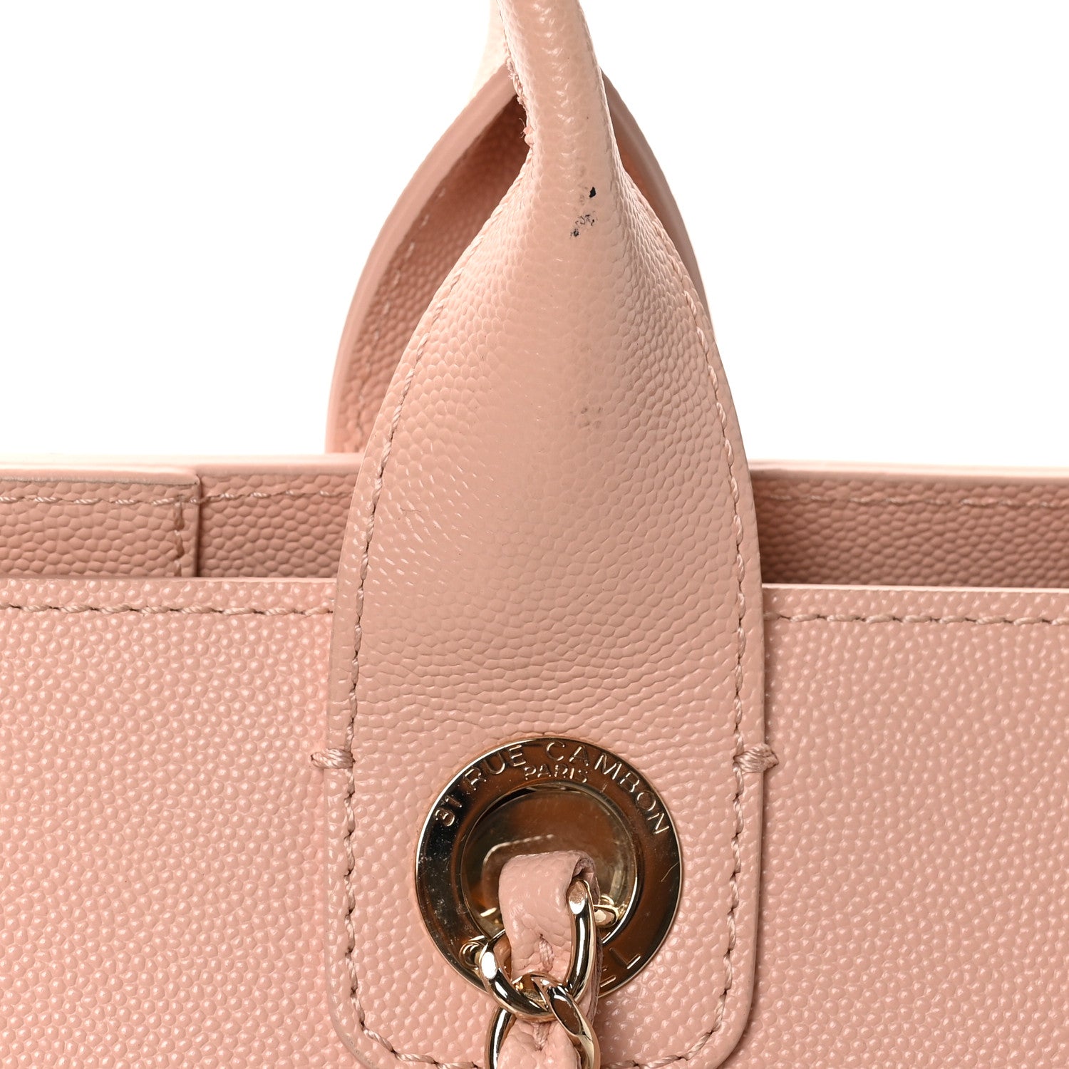 Chanel Caviar Small Studded Deauville Tote Light Pink 11 of 11