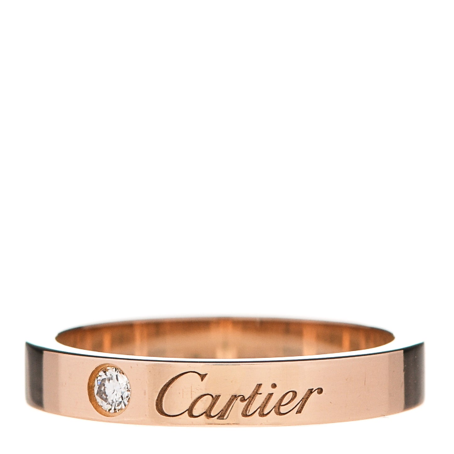 18K Pink Gold Diamond 3mm C De Cartier Wedding Band Ring 49 4.75