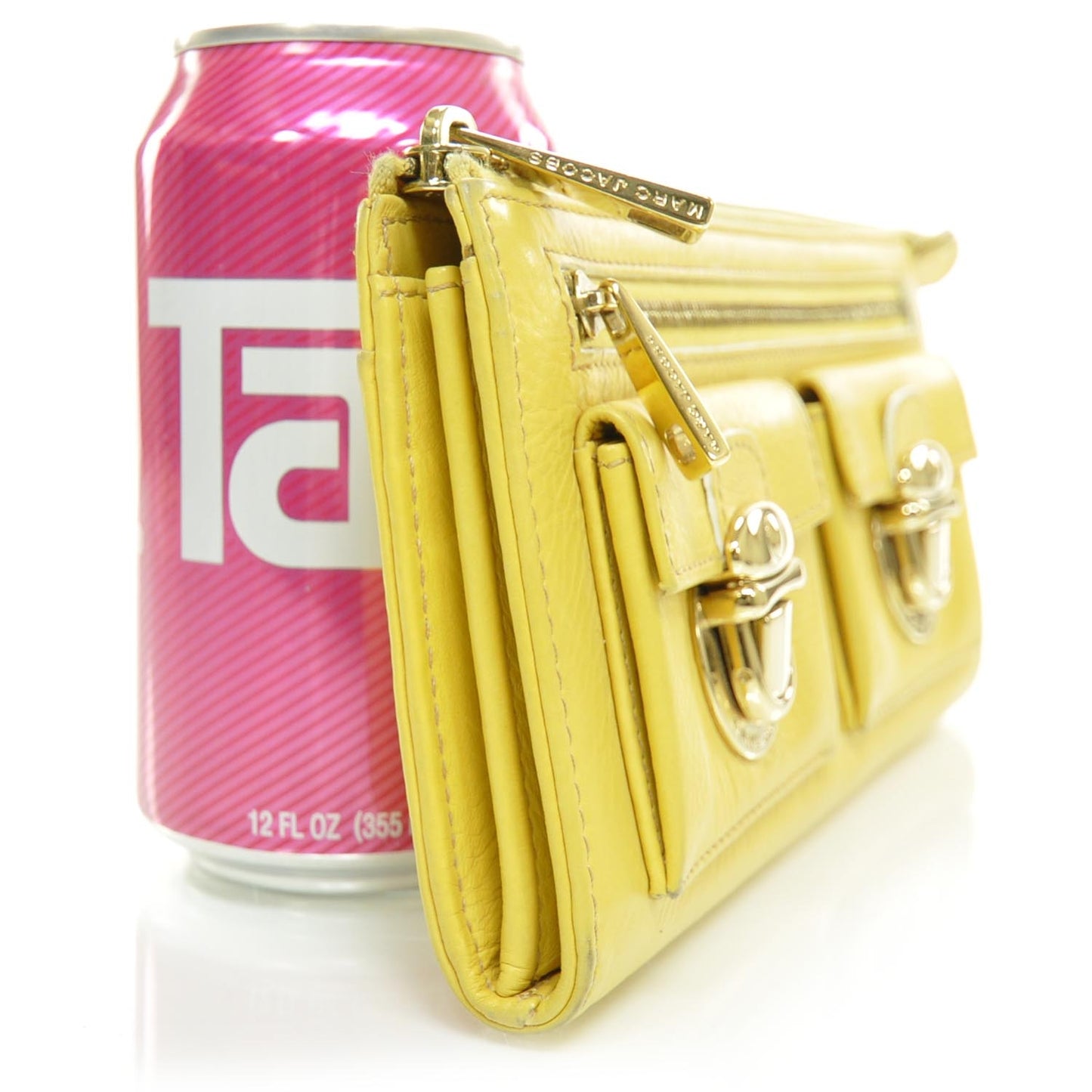 Leather Zip Clutch Wallet Yellow