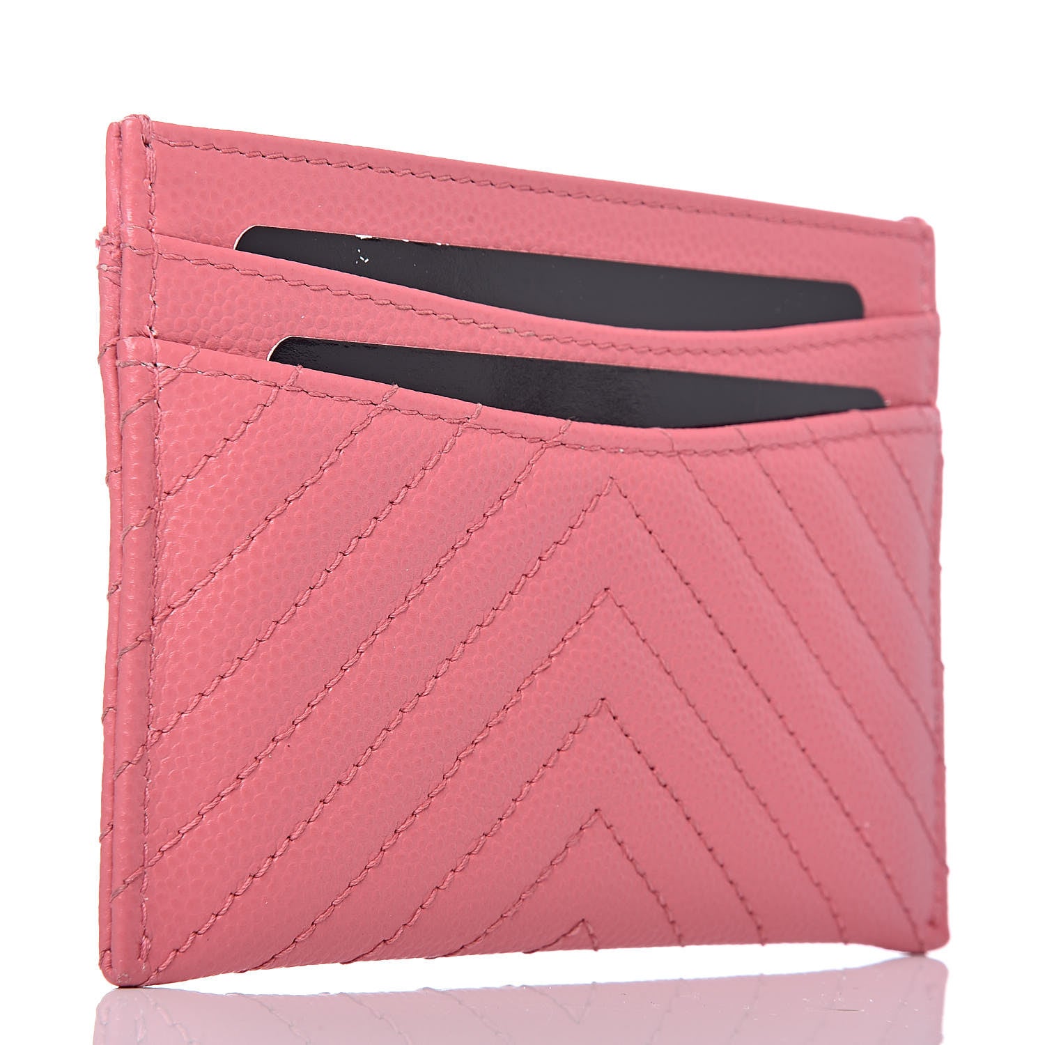 Chanel Caviar Chevron Quilted Card Holder Pink 3 of 9