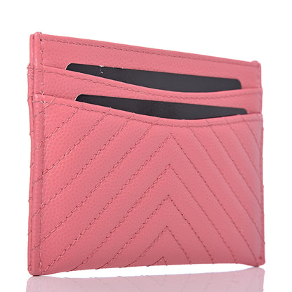 Chanel Caviar Chevron Quilted Card Holder Pink 3 of 9