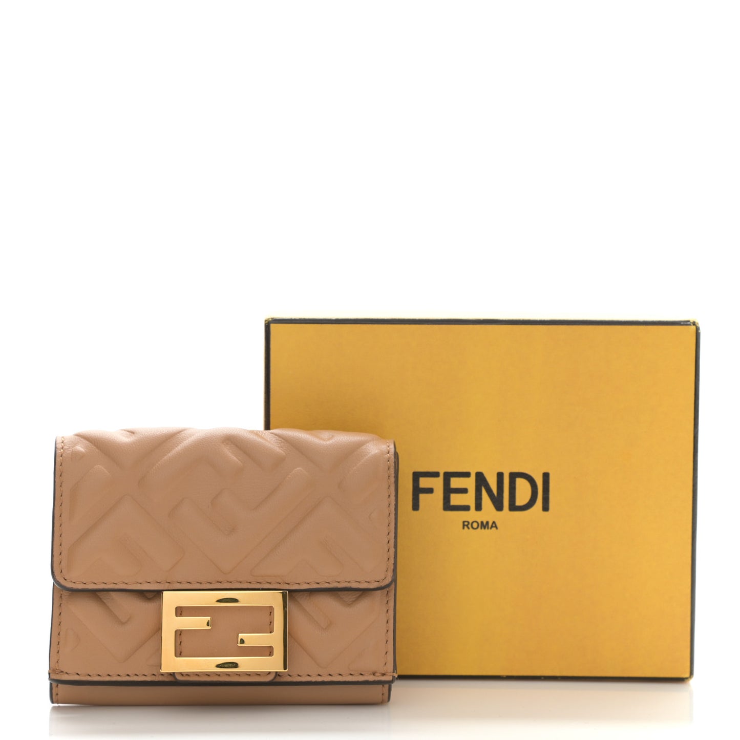 Nappa Matisse FF Diagonal Embossed Micro Tri-Fold Wallet Miele Scuro