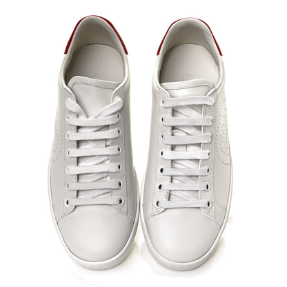 Gucci Calfskin Interlocking G Perforated Womens Ace Sneakers 35.5 White Hibiscus Red 5 of 9