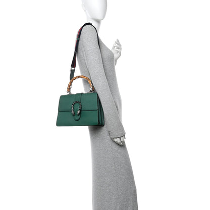 Gucci Dollar Calfskin Crystal Web Medium Dionysus Bamboo Top Handle Bag Emerald 2 of 11