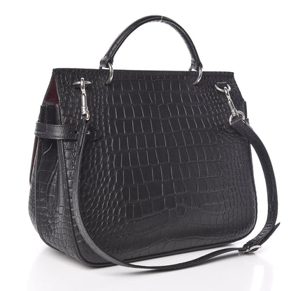 Mulberry Calfskin Crocodile Embossed Amberley Satchel Black 3 of 9