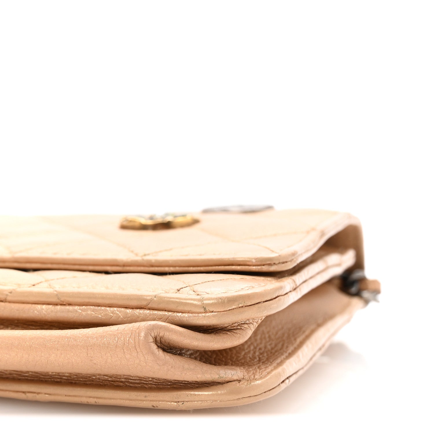 Chanel Metallic Calfskin Lucky Charms Casino 2.55 Reissue Wallet On Chain WOC Beige 11 of 11