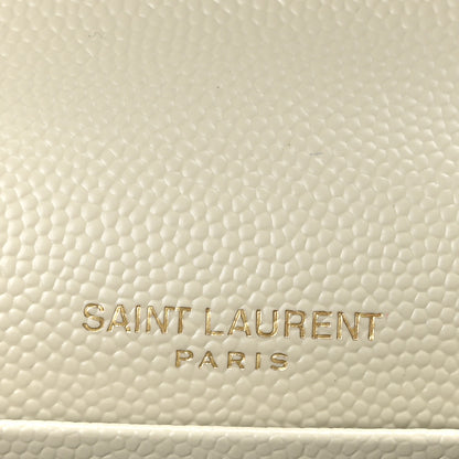 Saint Laurent Grain De Poudre Matelasse Chevron Monogram Envelope Chain Wallet Crema Soft 6 of 10