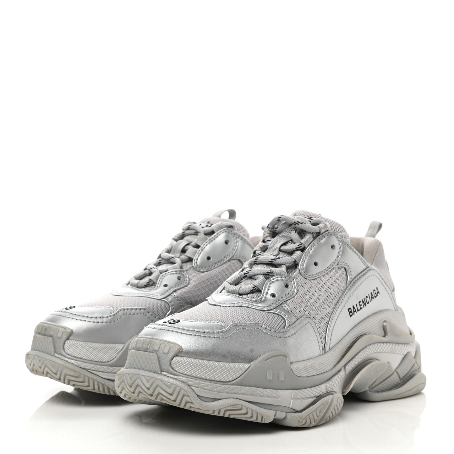 Metallic Fabric Mesh Womens Triple S Sneakers 39 Silver