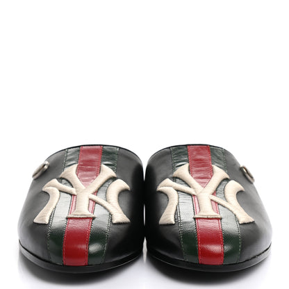 Gucci X MLB Lambskin NY Yankees Embroidered Womens GG Slippers 39 Black 2 of 9