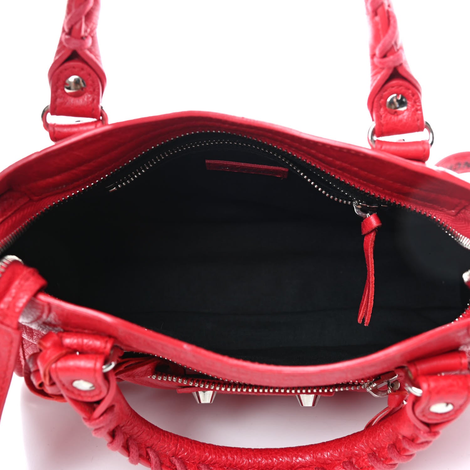Balenciaga Agneau Classic Silver Hardware Mini City Logo Strap Red Black 4 of 4