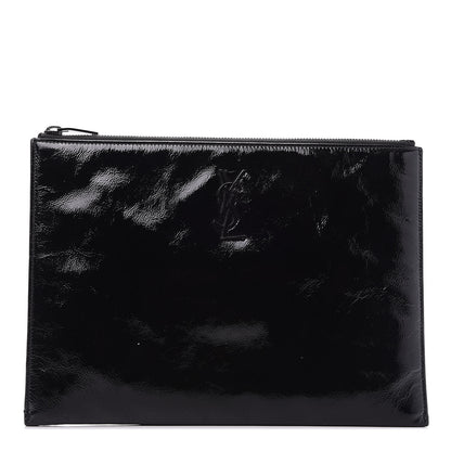Saint Laurent Texturized Patent Monogram iPad Case Black 1 of 10