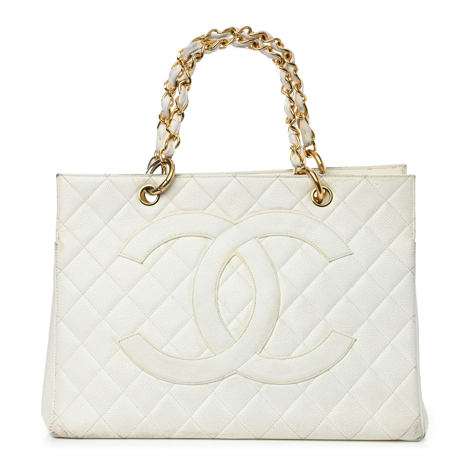 Chanel Caviar Quilted CC Tote White 1 of 16