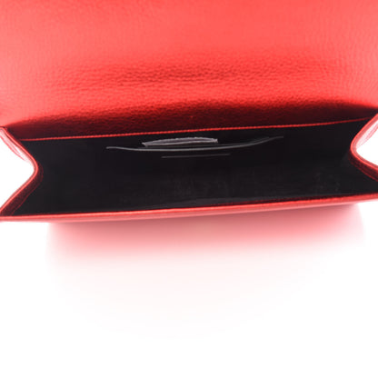 Saint Laurent Metallic Textured Calfskin Classic Monogram Tassel Clutch Red 5 of 7