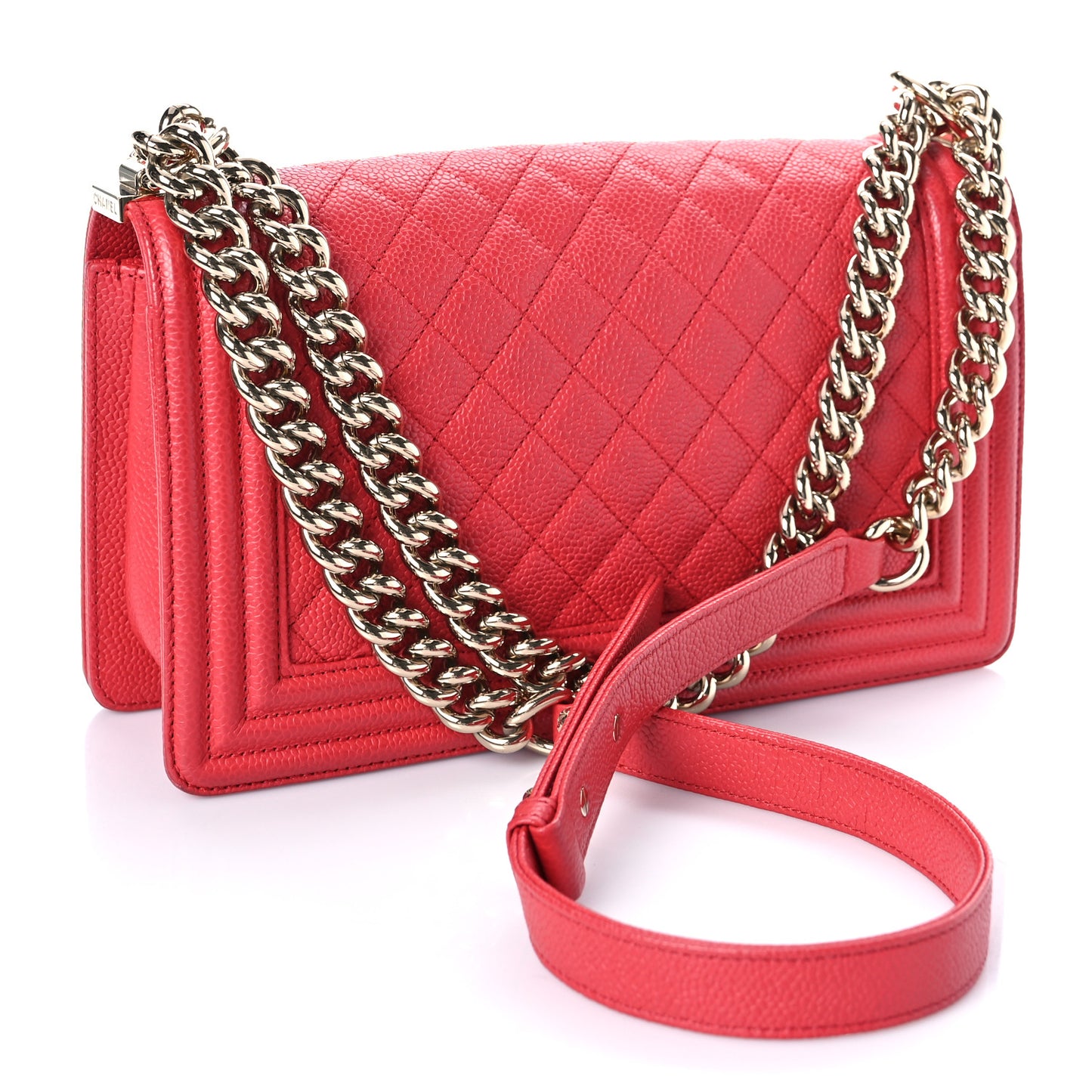 Caviar Quilted Medium Boy Flap Red