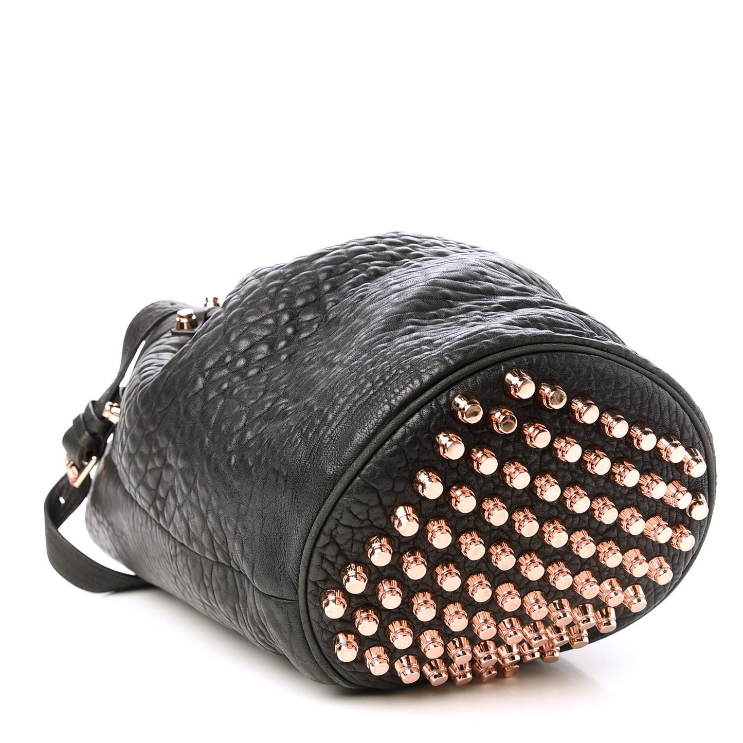 Pebbled Lambskin Diego Bucket Black Rose Gold Hardware