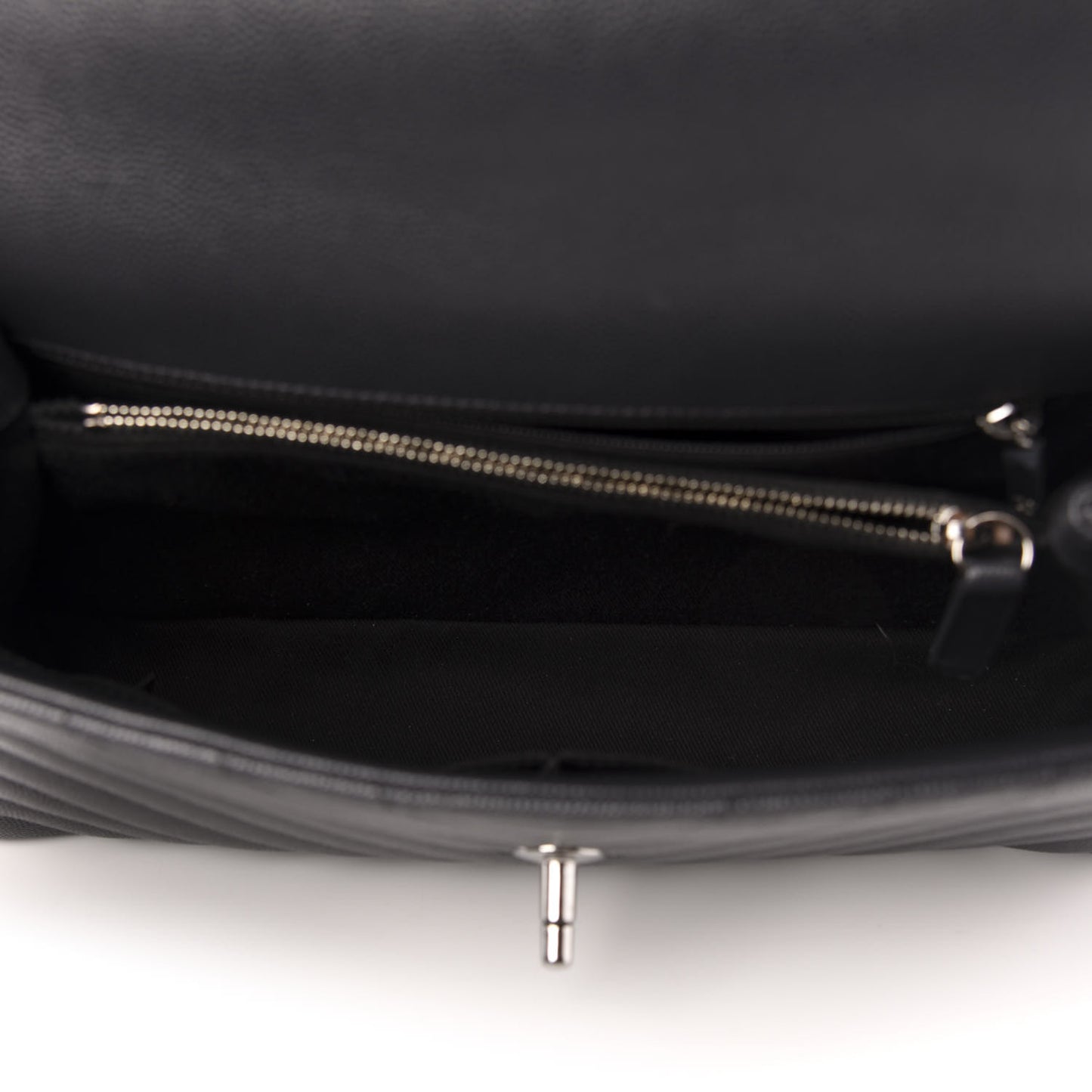 Caviar Chevron Quilted Small Coco Handle Flap Black