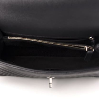 Chanel Caviar Chevron Quilted Small Coco Handle Flap Black 5 of 10