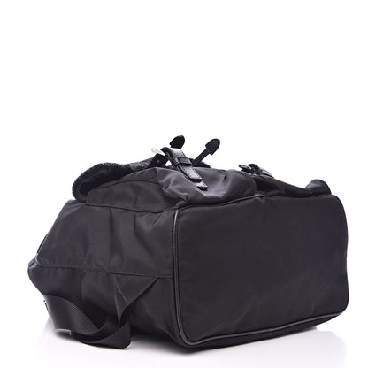 Prada Tessuto Nylon Saffiano Fur Backpack Black 4 of 12