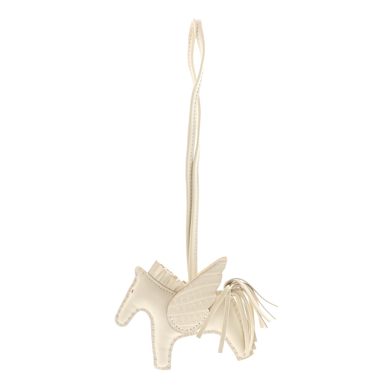 Hermes Milo Lambskin Matte Alligator Touch Grigri Rodeo Pegase Horse Bag Charm PM Craie Nata Beton 1 of 6